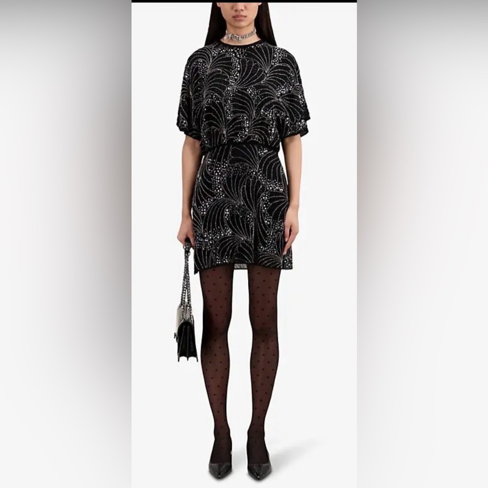 THE KOOPLES
Sequin-Embellished Short-Sleeve Woven
Mini Dress